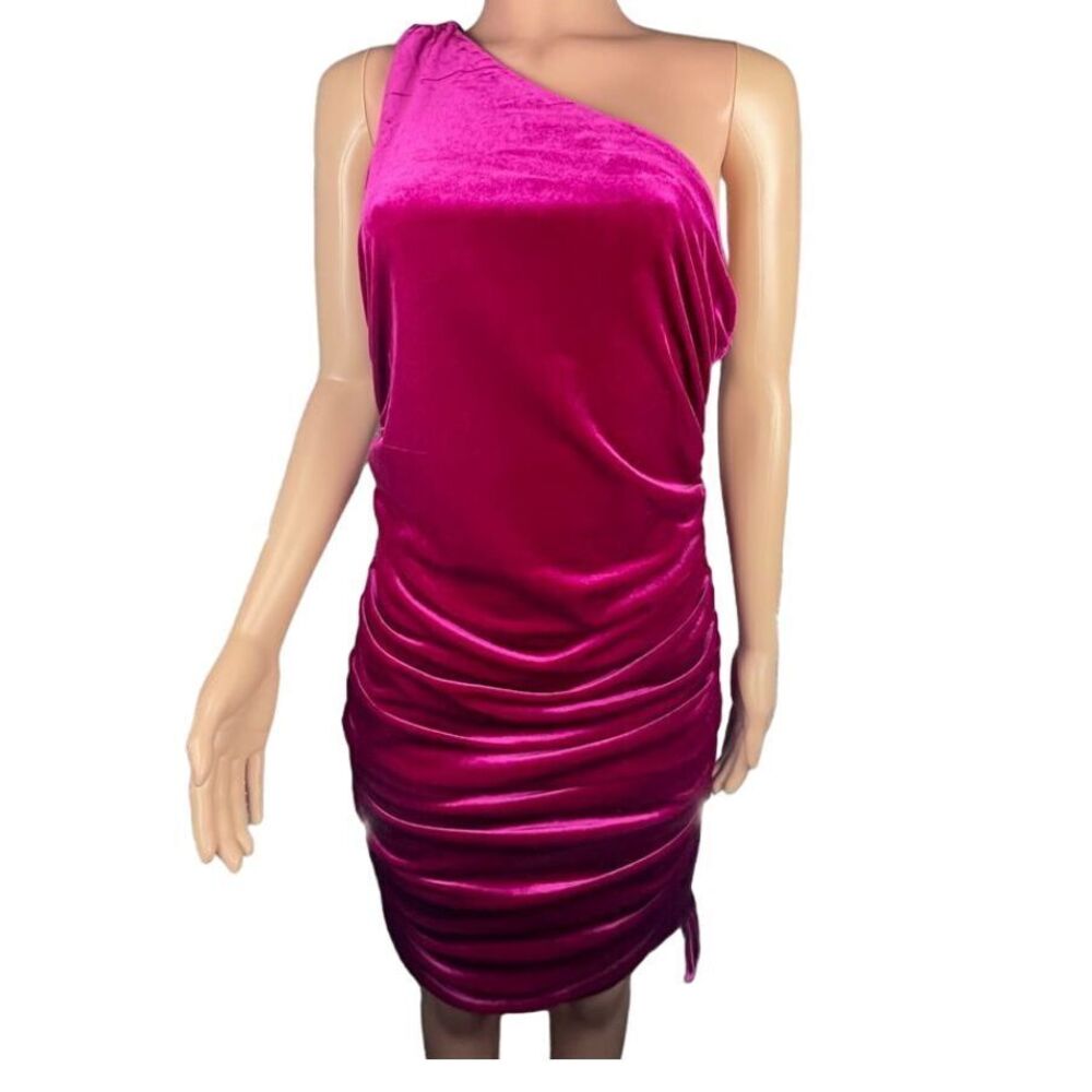 House of Harlow 1960‎ one shoulder ruched dress, size Large, fuschia, Barbie